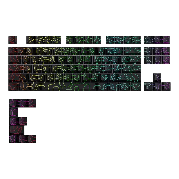 FGT-014K Black Topographic Keycaps Set – 97 Keys