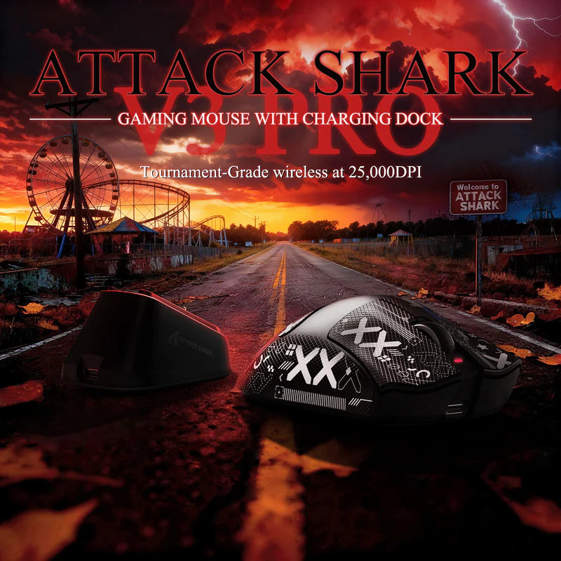 ATTACK SHARK V3PRO Ultra-Light Tri-Mode Gaming Mouse with Charging Dock – 25,000 DPI