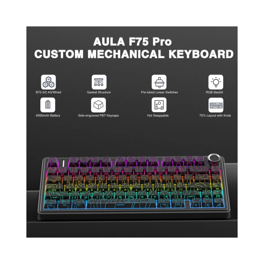 AULA F75 Pro Knob Side-Printed Mechanical Keyboard