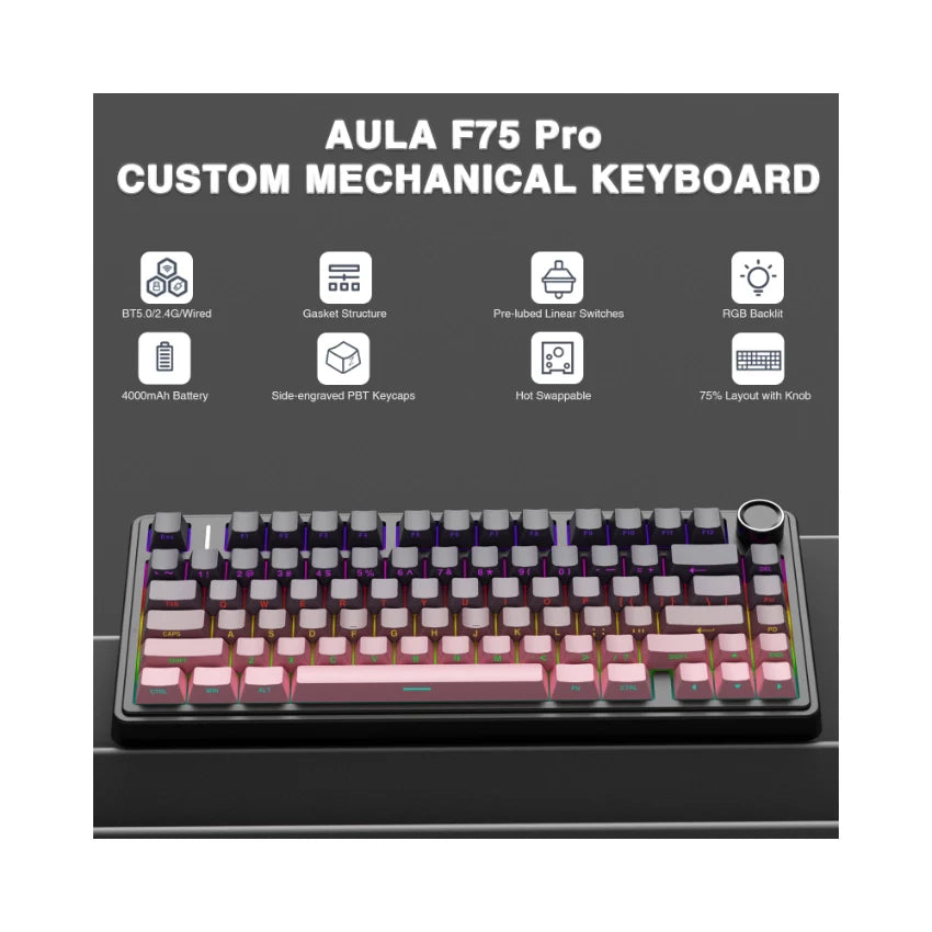 AULA F75 Pro Knob Side-Printed Mechanical Keyboard