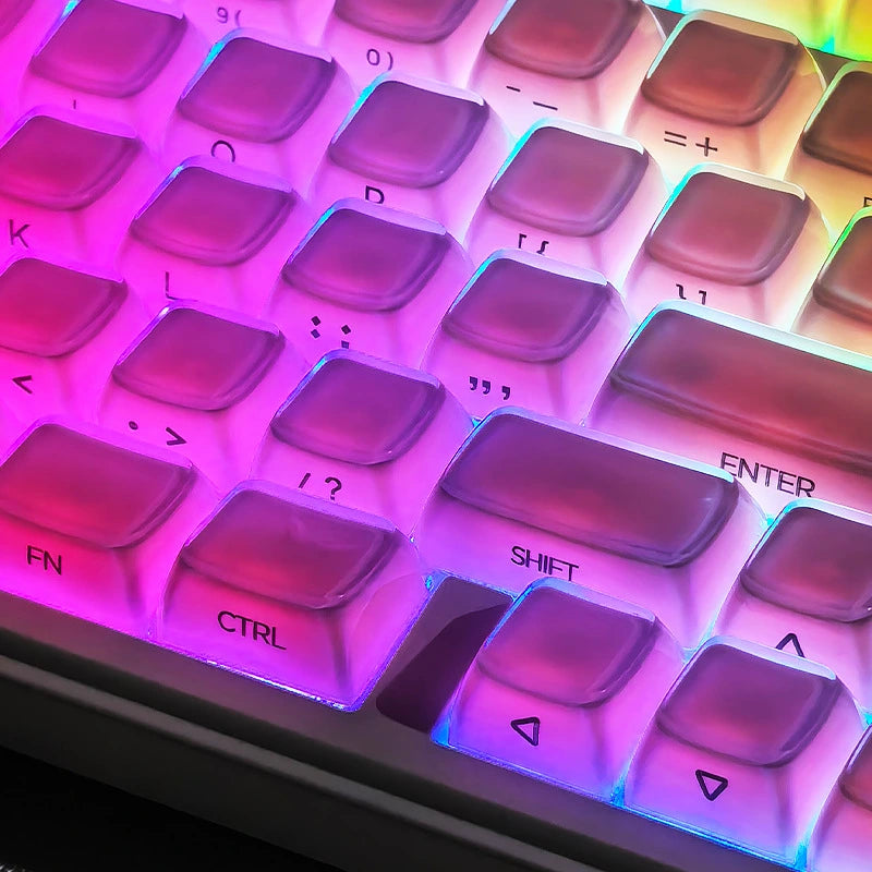 FGT-22K Jelly R2 Clear-Base White Side-Printed Keycap Set (132 Keys / MDA Profile)