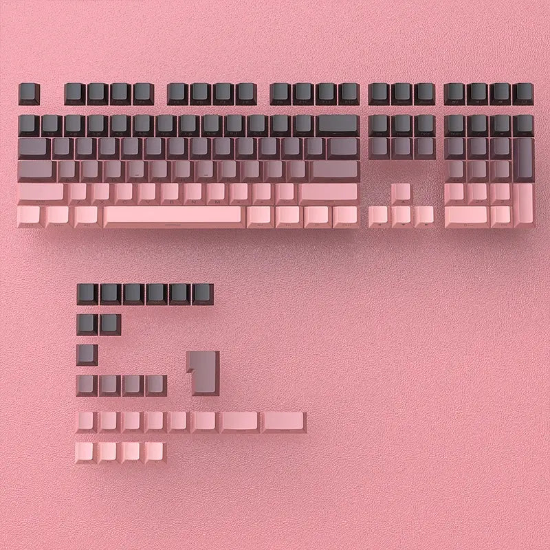 FGT-008K Strawberry Gradient PBT Side Engraved Keycaps Set – 133 Keys