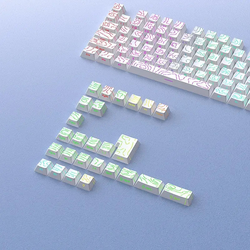 FGT-013K White Topographic Keycaps Set – 97 Keys