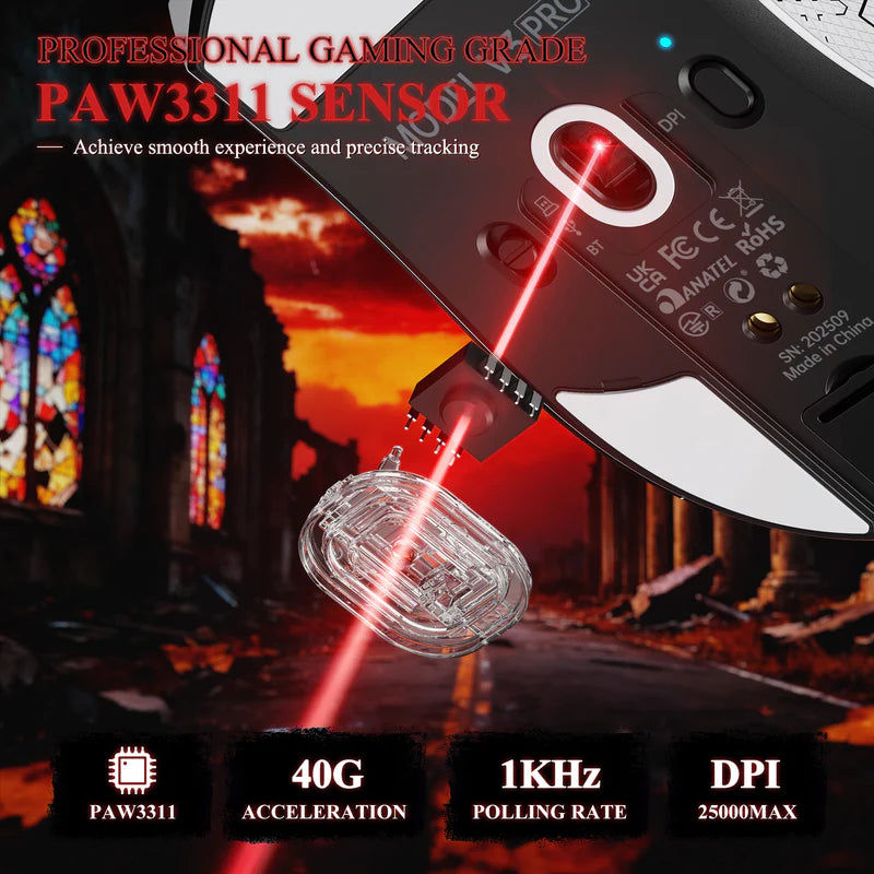 ATTACK SHARK V3PRO Ultra-Light Tri-Mode Gaming Mouse with Charging Dock – 25,000 DPI