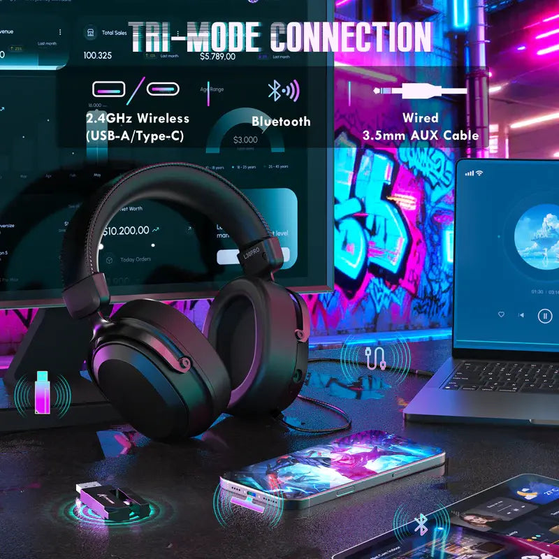 ATTACK SHARK L30PRO Tri-Mode Wireless Gaming Headset – 7.1 Surround Sound