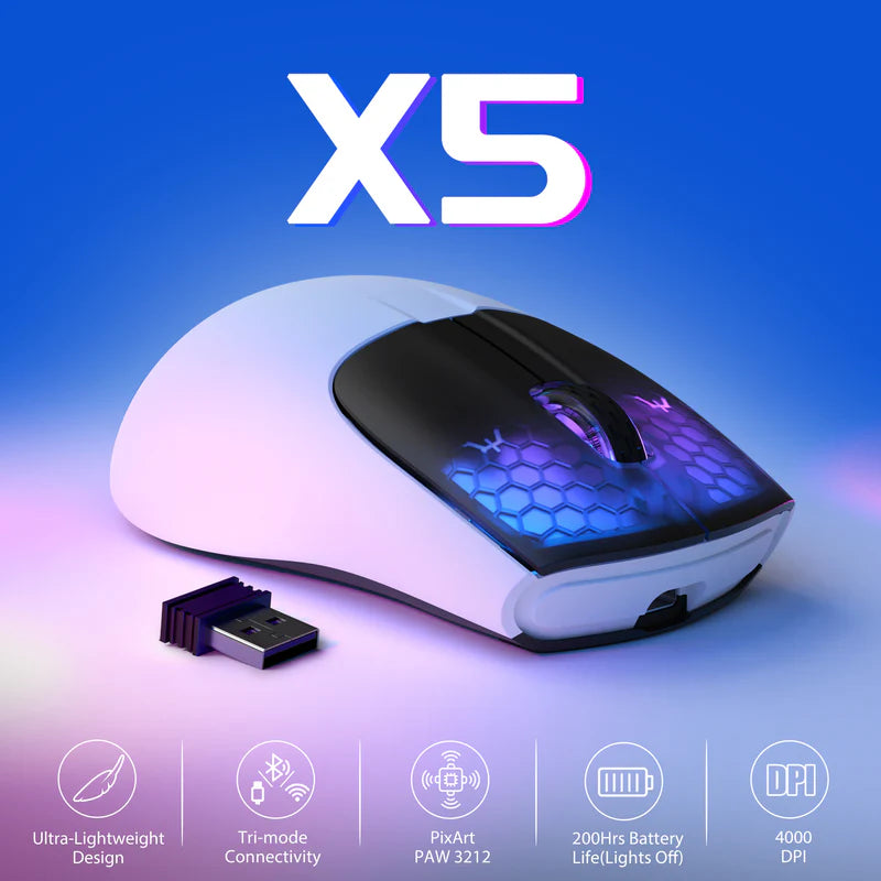 ATTACK SHARK X5 Wireless Gaming Mouse (Tri-Mode RGB Ultra-Light Mouse)