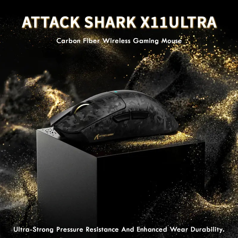 ATTACK SHARK X11 ULTRA Carbon Fiber Wireless Gaming Mouse with C06 ULTRA 8K LED Cable