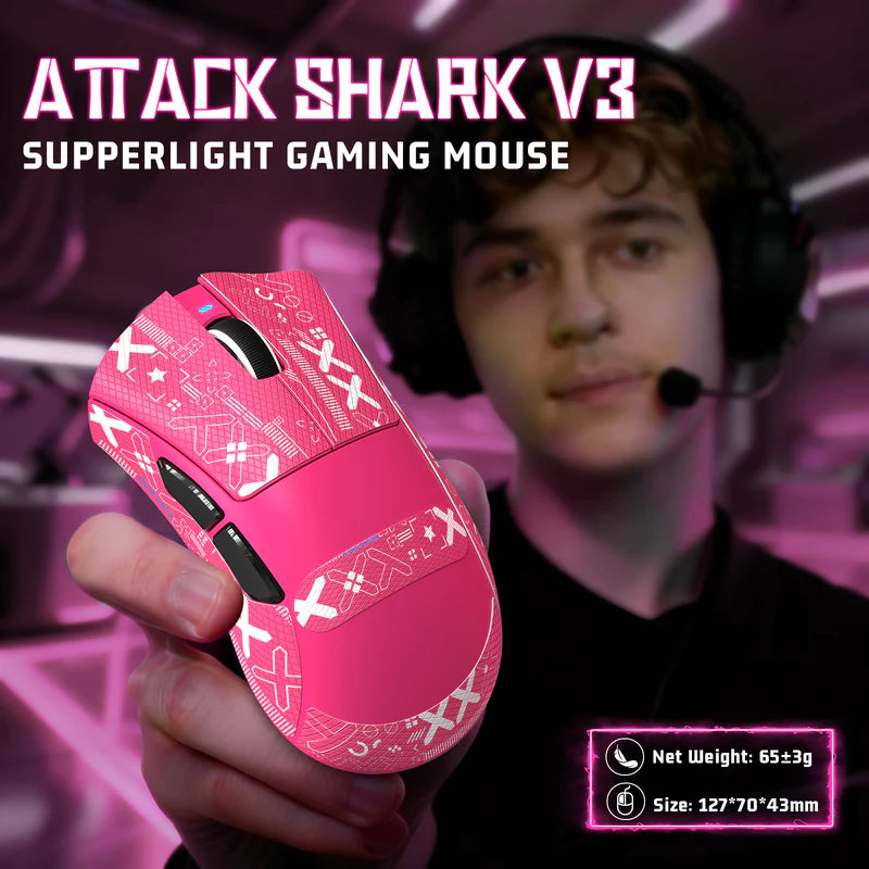 ATTACK SHARK V3 Ultra-Light Tri-Mode Gaming Mouse – 25,000 DPI