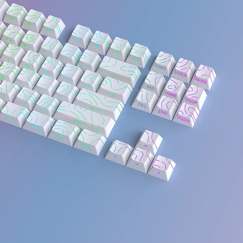 FGT-013K White Topographic Keycaps Set – 97 Keys
