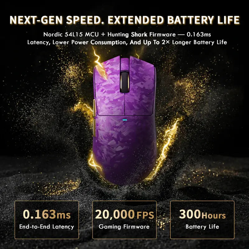 ATTACK SHARK X11 ULTRA Carbon Fiber Wireless Gaming Mouse with C06 ULTRA 8K LED Cable