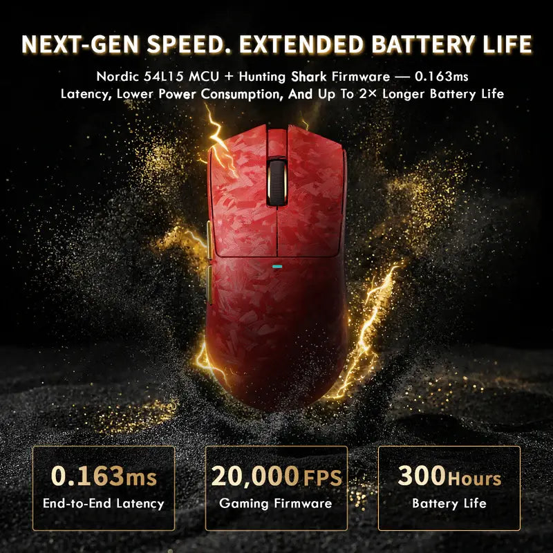 ATTACK SHARK X11 ULTRA Carbon Fiber Wireless Gaming Mouse with C06 ULTRA 8K LED Cable