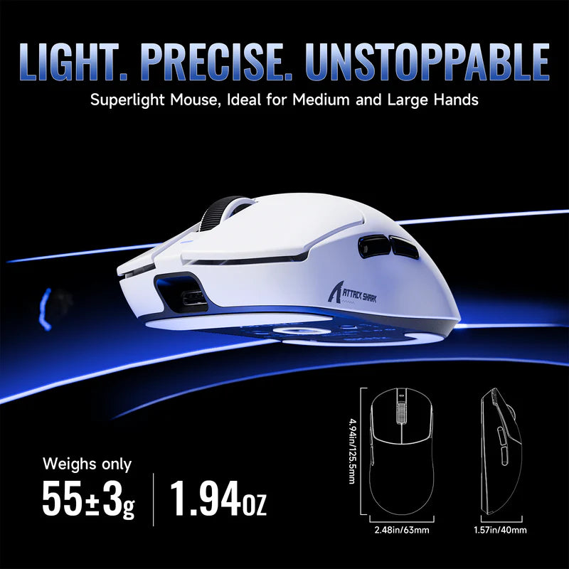 ATTACK SHARK X8 ULTIMATE Tri-Mode Lightweight Gaming Mouse – 42,000 DPI