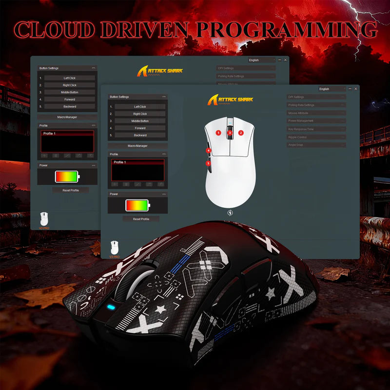 ATTACK SHARK V3PRO Ultra-Light Tri-Mode Gaming Mouse with Charging Dock – 25,000 DPI