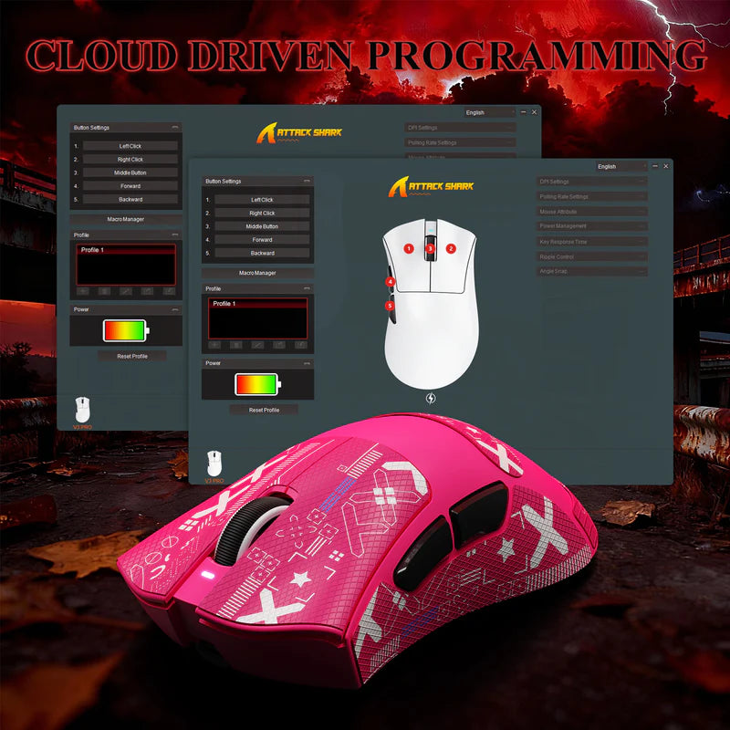 ATTACK SHARK V3PRO Ultra-Light Tri-Mode Gaming Mouse with Charging Dock – 25,000 DPI