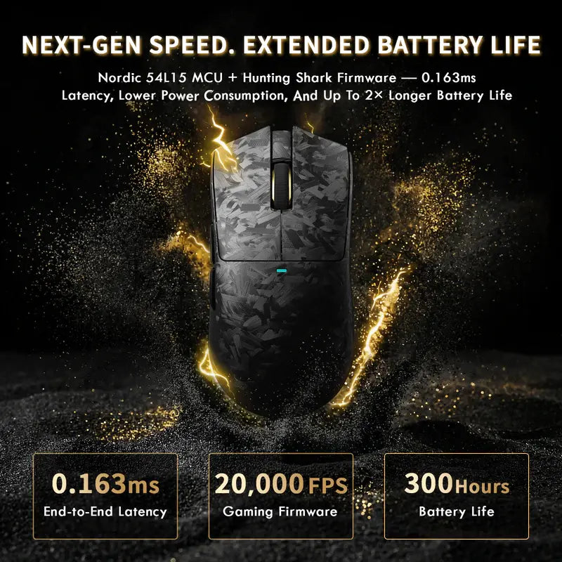 ATTACK SHARK X11 ULTRA Carbon Fiber Wireless Gaming Mouse with C06 ULTRA 8K LED Cable
