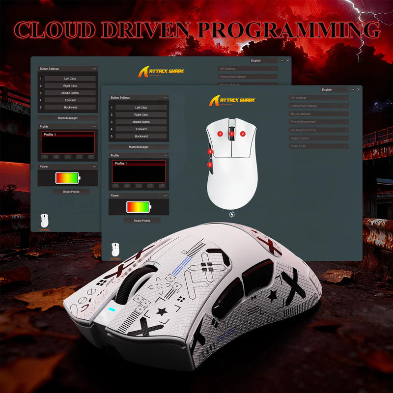 ATTACK SHARK V3PRO Ultra-Light Tri-Mode Gaming Mouse with Charging Dock – 25,000 DPI