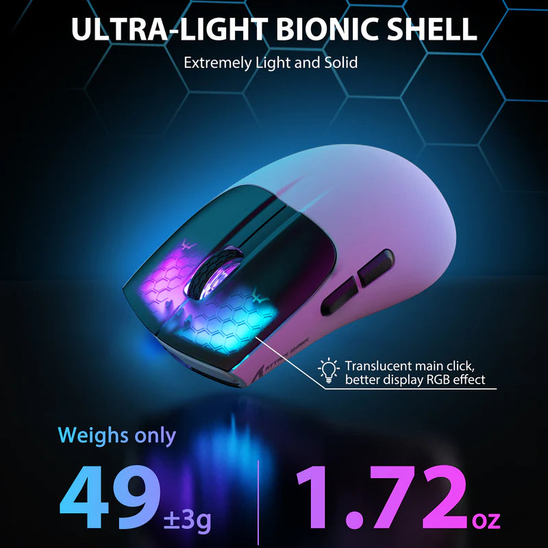 ATTACK SHARK X5 Wireless Gaming Mouse (Tri-Mode RGB Ultra-Light Mouse)