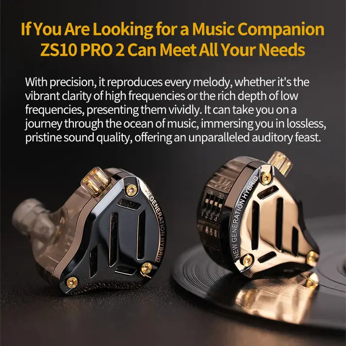 KZ ZS10 Pro 2 Earphones with Mic Black
