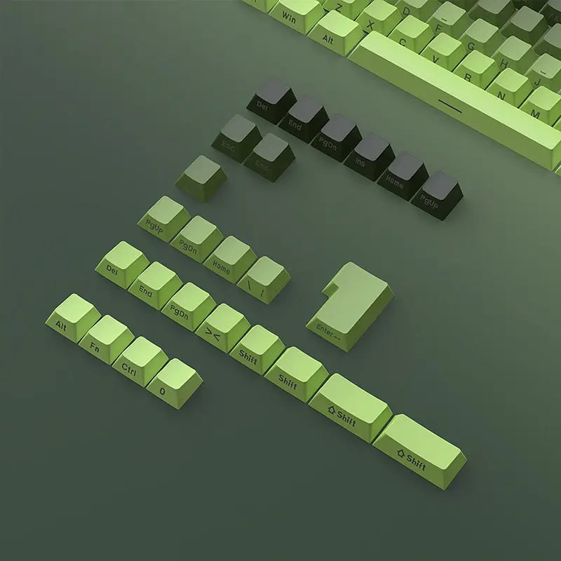 FGT-011K Matcha Green Gradient PBT Side Engraved Keycaps Set – 133 Keys