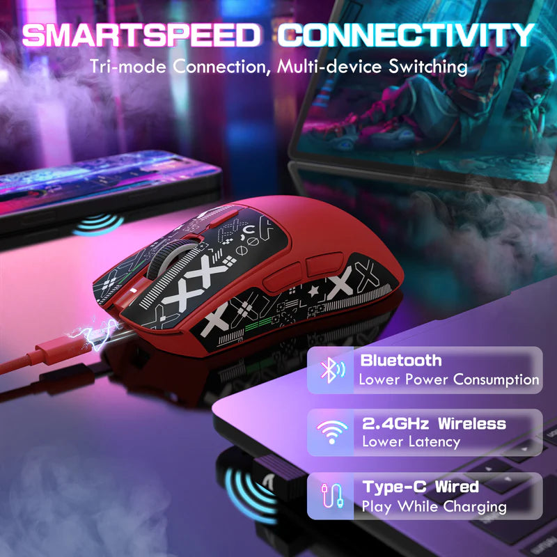 ATTACK SHARK X1 Tri-Mode Wireless Gaming Mouse (With RGB Touchpad Dock)