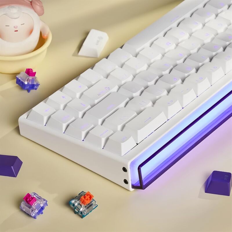 MADLIONS NANO68 Series Hall Effect Magnetic Gaming Keyboard – White Purple