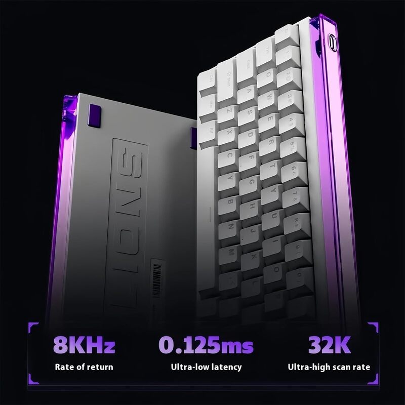 MADLIONS NANO68 Series Hall Effect Magnetic Gaming Keyboard – White Purple