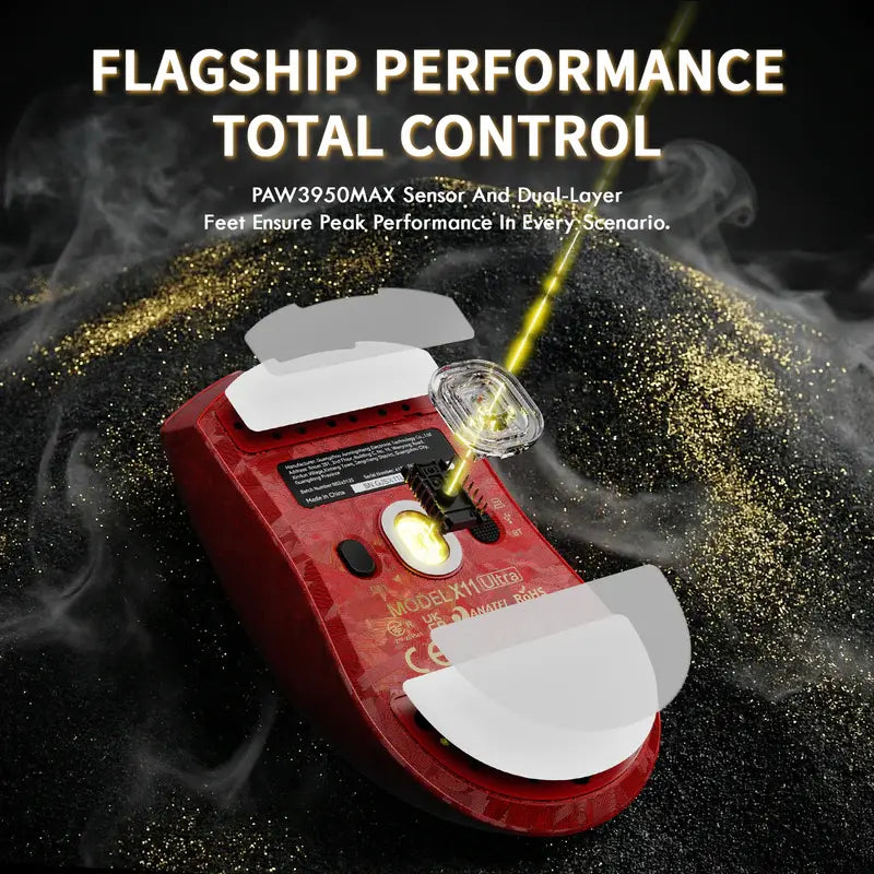 ATTACK SHARK X11 ULTRA Carbon Fiber Wireless Gaming Mouse with C06 ULTRA 8K LED Cable