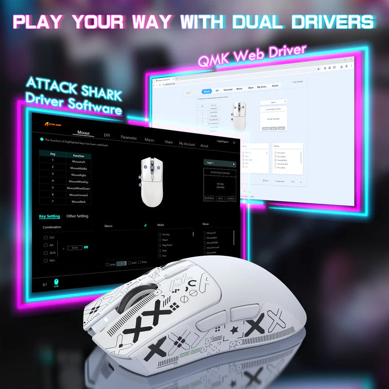 ATTACK SHARK X1 Tri-Mode Wireless Gaming Mouse (With RGB Touchpad Dock)
