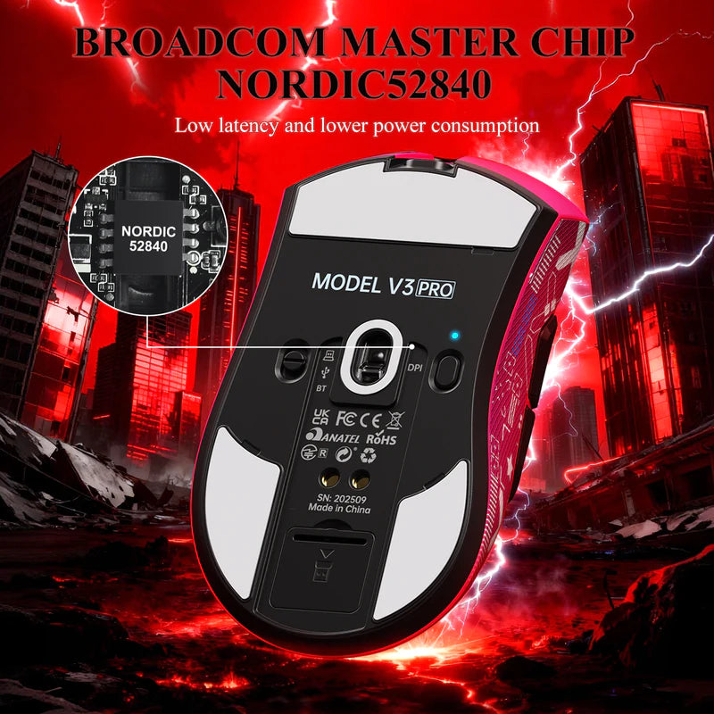 ATTACK SHARK V3PRO Ultra-Light Tri-Mode Gaming Mouse with Charging Dock – 25,000 DPI