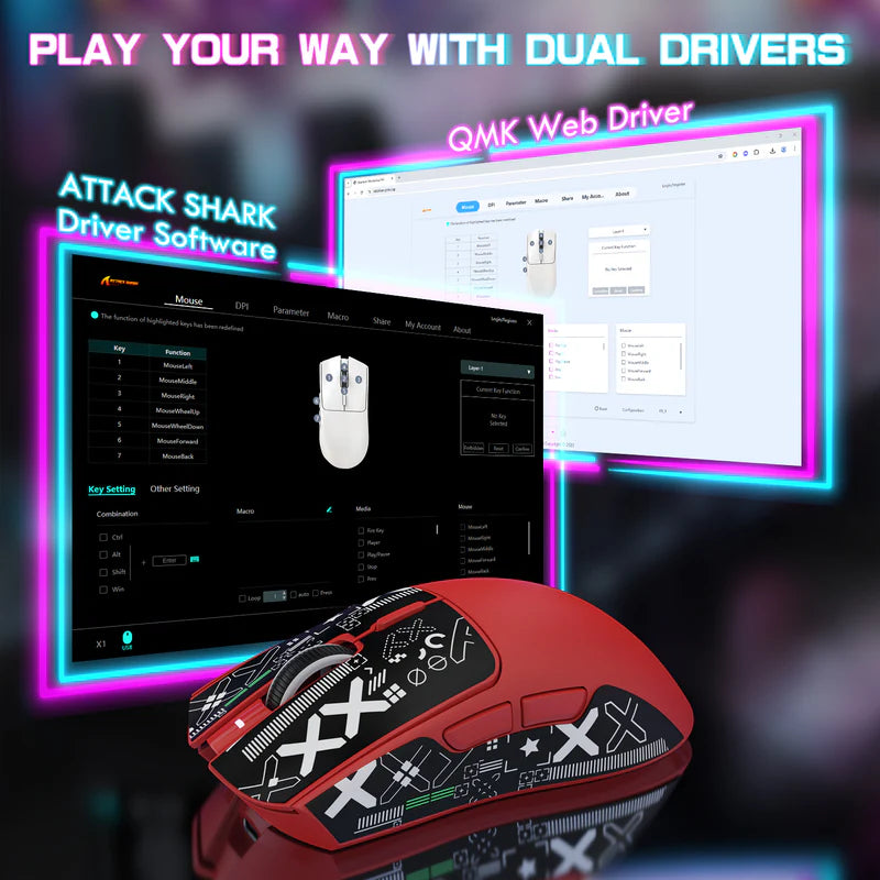 ATTACK SHARK X1 Tri-Mode Wireless Gaming Mouse (With RGB Touchpad Dock)