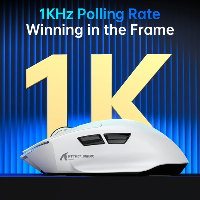 ATTACK SHARK V6 Ultra-Light Tri-Mode Gaming Mouse with RGB Charging Dock – 25,000 DPI