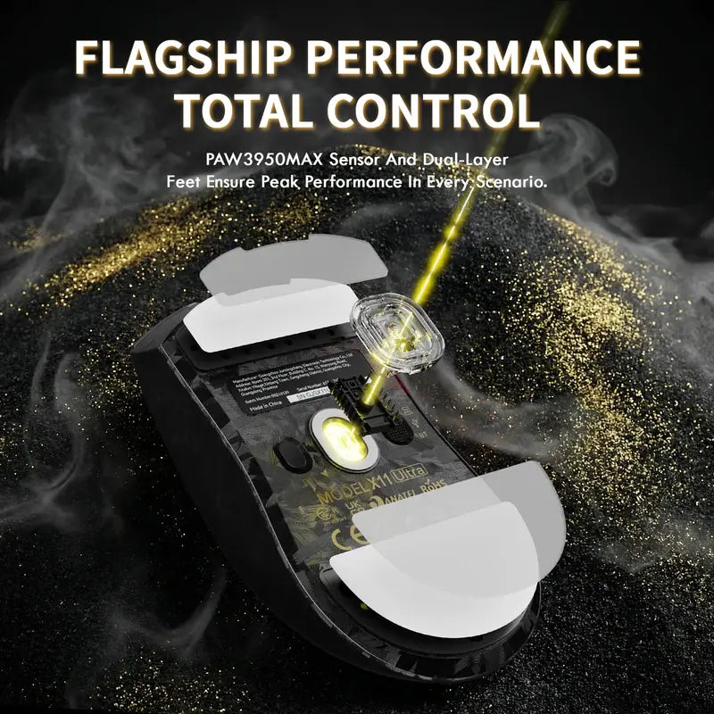 ATTACK SHARK X11 ULTRA Carbon Fiber Wireless Gaming Mouse with C06 ULTRA 8K LED Cable