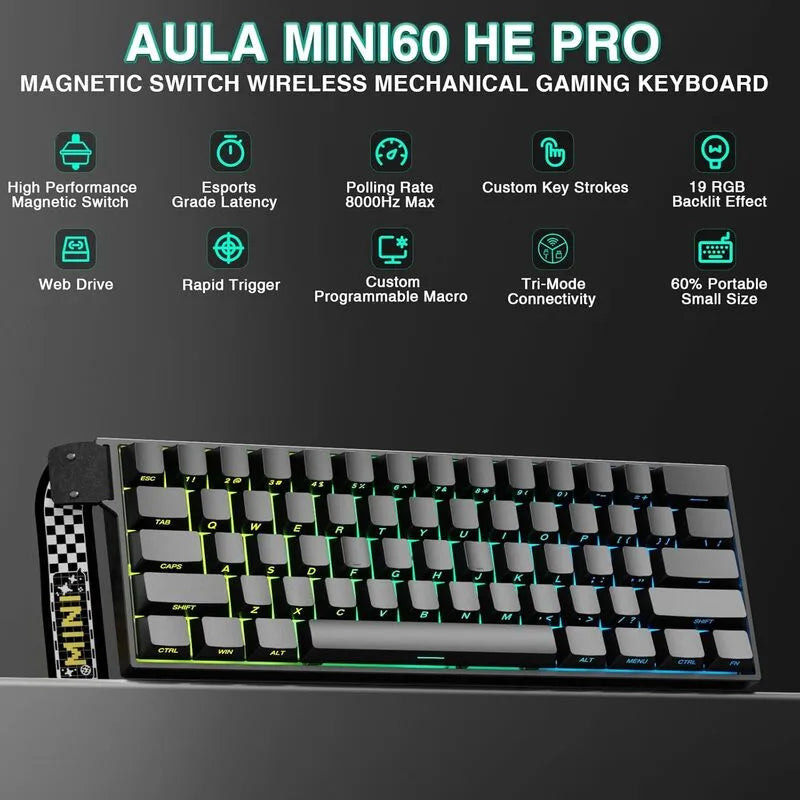 AULA MINI60 HE PRO Wireless Gaming Keyboard Side-Engraved