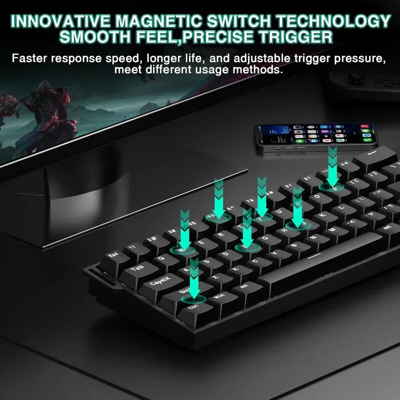 AULA MINI60 HE Wireless Gaming Keyboard Front-Engraved (Black)
