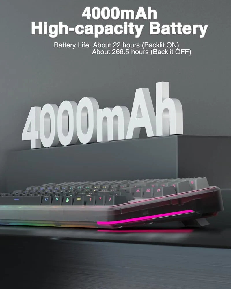 AULA F87 Pro Mechanical Keyboard – Black Gradient Gray Wood Switch V4 (Side-Printed Keycaps)