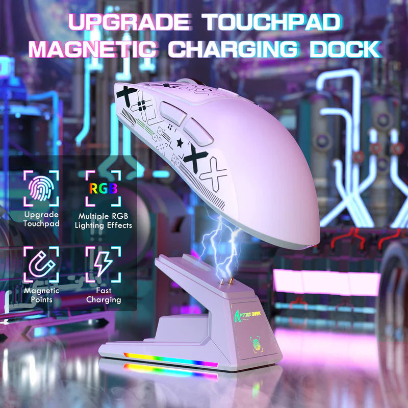 ATTACK SHARK X1 Tri-Mode Wireless Gaming Mouse (With RGB Touchpad Dock)