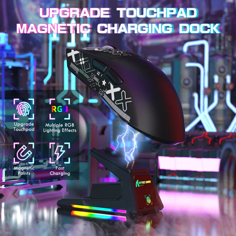 ATTACK SHARK X1 Tri-Mode Wireless Gaming Mouse (With RGB Touchpad Dock)