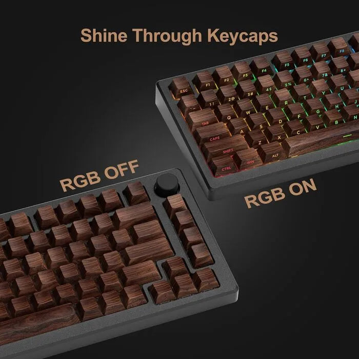 FGT-20K Walnut Wood Grain Keycaps Set – 126 Keys