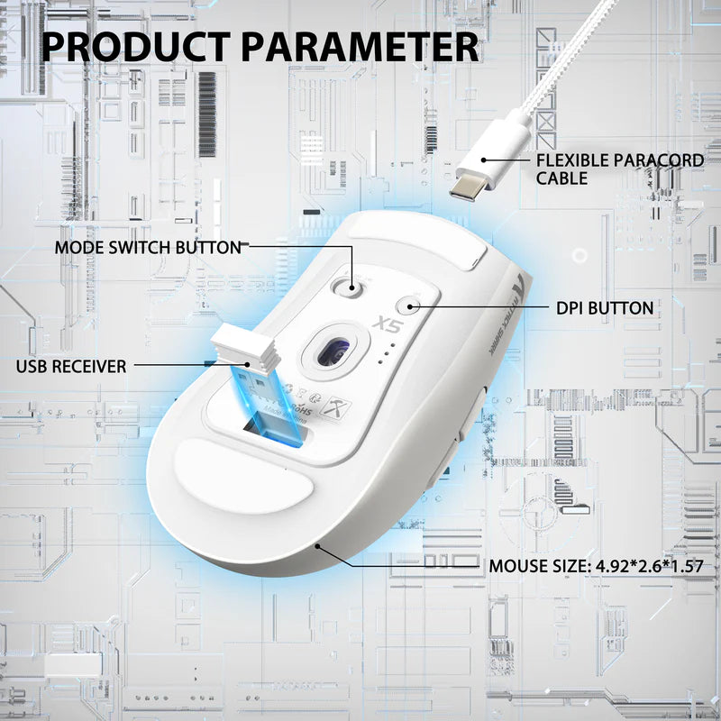 ATTACK SHARK X5 Wireless Gaming Mouse (Tri-Mode RGB Ultra-Light Mouse)