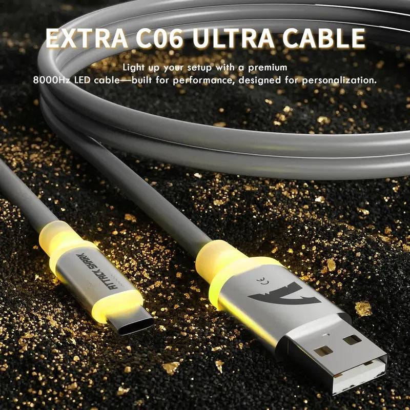 ATTACK SHARK X11 ULTRA Carbon Fiber Wireless Gaming Mouse with C06 ULTRA 8K LED Cable