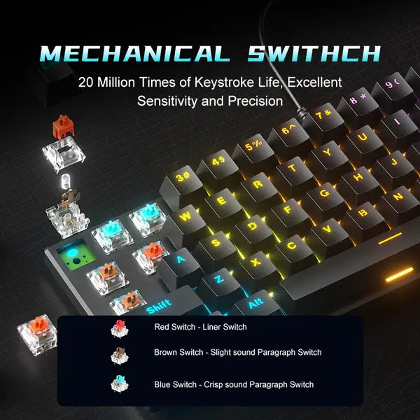 ZIFRIEND BD61(RAINBOW) 61 Keys Mechanical Gaming Keyboard – White
