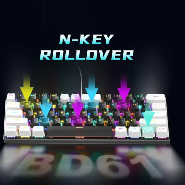 ZIFRIEND BD61S 61-Key RGB Mechanical Keyboard Switch – Black & White