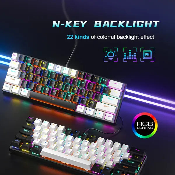 ZIFRIEND BD61S 61-Key RGB Mechanical Keyboard Switch – Black & White