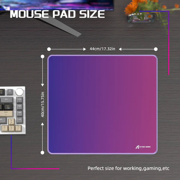 ATTACK SHARK CM03 Purple-Blue Gradient eSport Gaming Mouse Pad (Rainbow Coated)