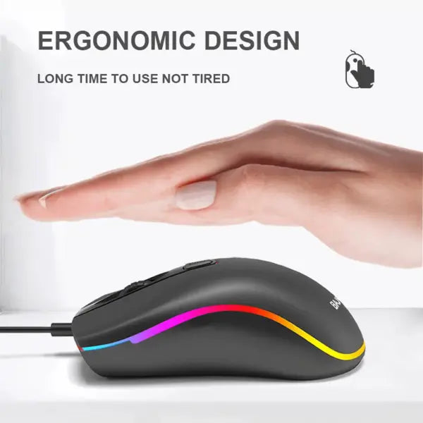 BAJEAL D1 Wired RGB Gaming Mouse Compact • Ambidextrous • RGB LED Backlit