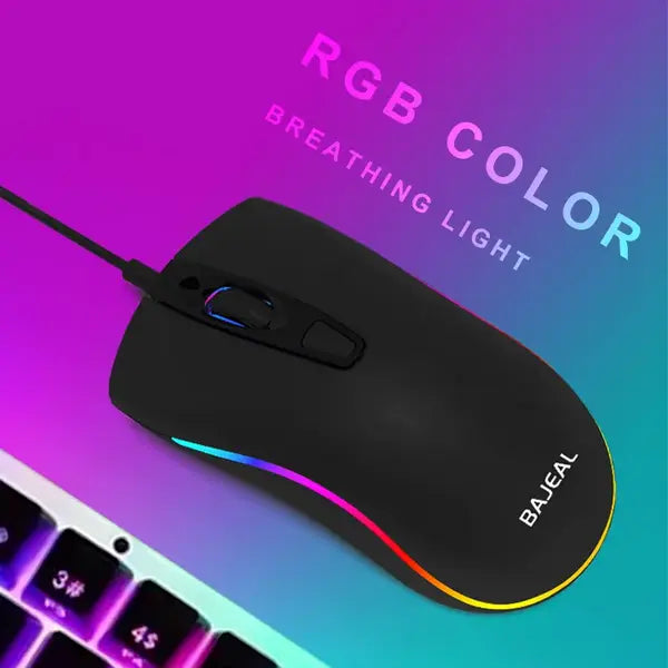 BAJEAL D1 Wired RGB Gaming Mouse Compact • Ambidextrous • RGB LED Backlit