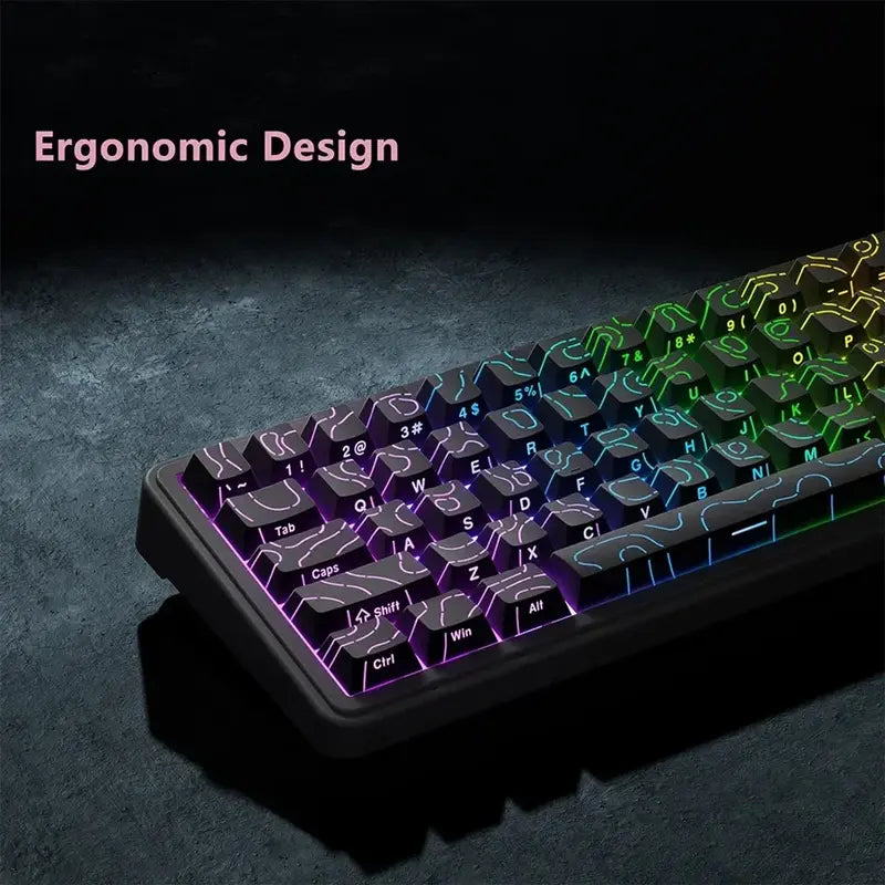 FGT-014K Black Topographic Keycaps Set – 97 Keys