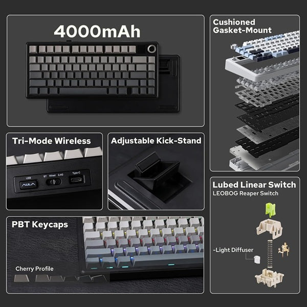 AULA F75 MAX 75% RGB Mechanical Wireless Gaming Keyboard