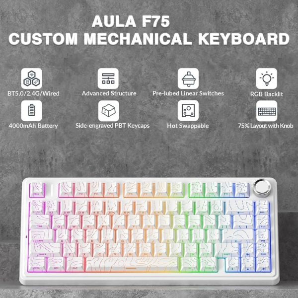 AULA F75 Pro Knob Side-Printed Mechanical Keyboard