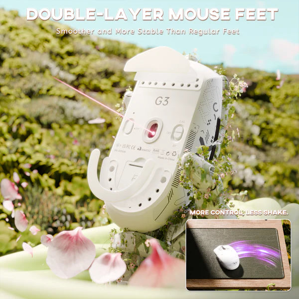 ATTACK SHARK G3 Tri-Mode Wireless Gaming Mouse – Ultra-Lightweight, 25K DPI, RGB, Triple Connection